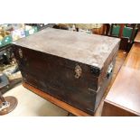 An late 19th Century lidded travelling trunk