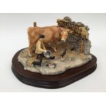 Border Fine Arts cow being milked, James Herriot collection, signed Ayres,