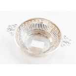 A George V silver bon bon dish with pierced geometric decoration, Mappin & Webb, Birmingham, 1914,