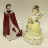 A boxed Coalport figurine Moonlight (with CERTIFICATE) and a Royal Worcester figurine of the Queen