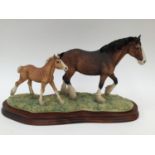 Border Fine Arts, Clydesdale mare and foal, James Herriot collection 1985,