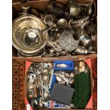 A quantity of silver plated ware and flatware (2 boxes)