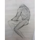 Pencil study of male nude, inscribed 'B Oeo Platacz Dec.