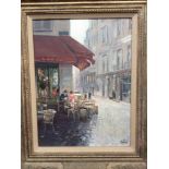 A Clive Madgwick RBA circa 1990 of a Street Cafe scene in France,
