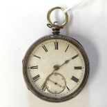 A silver cased pocket watch, Chester 1896, inscribed inner case, subsidiary dial,