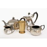EPBM tea service with hot water jug and a plated (worn) tankard,