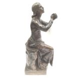Paul Dubois, French 1829-1905, bronze figure of a praying maiden,