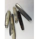 Three silver bladed penknives,