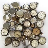 A large quantity of assorted white and yellow metal pocket watches spare and repair (af)