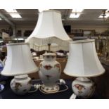 Three Royal Albert Old Country Roses lamps with shades (3)