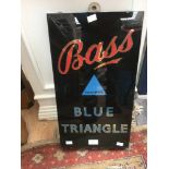 A Bass 'Blue Triangle' glass advertising sign