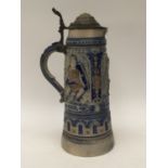 A salt-glazed stoneware German beer jug,