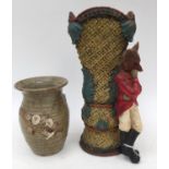An unusual vase resin modelled in 19th Century style with a huntsman Fox applied to one corner and