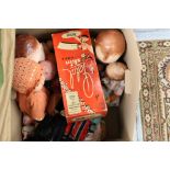 One box of assorted collectors dolls to include Bud, Rosebud, Palitoy Petal Skin vinyl doll,