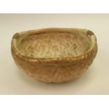 A Royal Worcester blush ivory basket weave, twin handled bowl, Ref. 441/G.