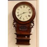 A 19th Century mahogany wall clock, Roman numerals,