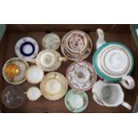 A 19th Century crescent china tea for one set; together with a Coalport coffee can and saucer,