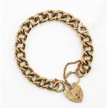 A 9ct gold heavy curb-link bracelet and padlock, weight approx 60.