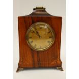 Early 20th Century small mantle clock, French gold face Roman numerals,