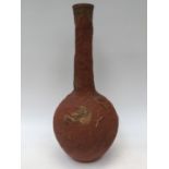 An Asian Yixing style vase with raised and textured dragon decoration,