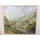 Michael Crawley, watercolour of Millars Dale, Derbyshire in gilt frame,