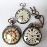 A silver cased open faced pocket watch signed H.