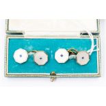 Four dress studs, Art Deco gold and guilloche enamel dress studs of octagonal shape,