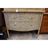 A pair of contemporary French painted chests, hand painted with lattice design and roses,