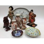 Satsuma ware Kuboki dolls etc (1 box)