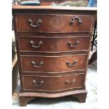 Canteen of Kings Pattern silver plate in miniature mahogany serpentine chest of four drawers (Part