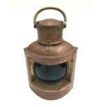 A copper and green glass Starboard ships lantern