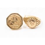 Two 9ct gold signet rings, sizes M and S, with a combined total gross weight approx 5.