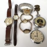 Assorted ladies and gentlemen's wristwatches, with two hunters, including Ingersol, Chancellor,