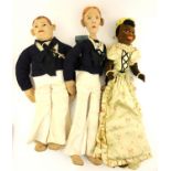 Allwin: Three Allwin felt dolls to comprise: a thin faced sailor doll, and another sailor doll,