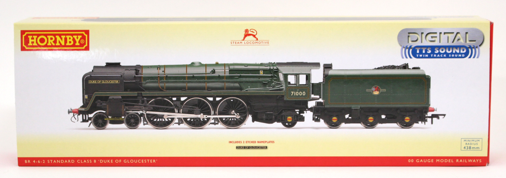 Hornby: A boxed 'Duke of Gloucester', BR 4-6-2 Class 8 locomotive, 71000, TTS sound,