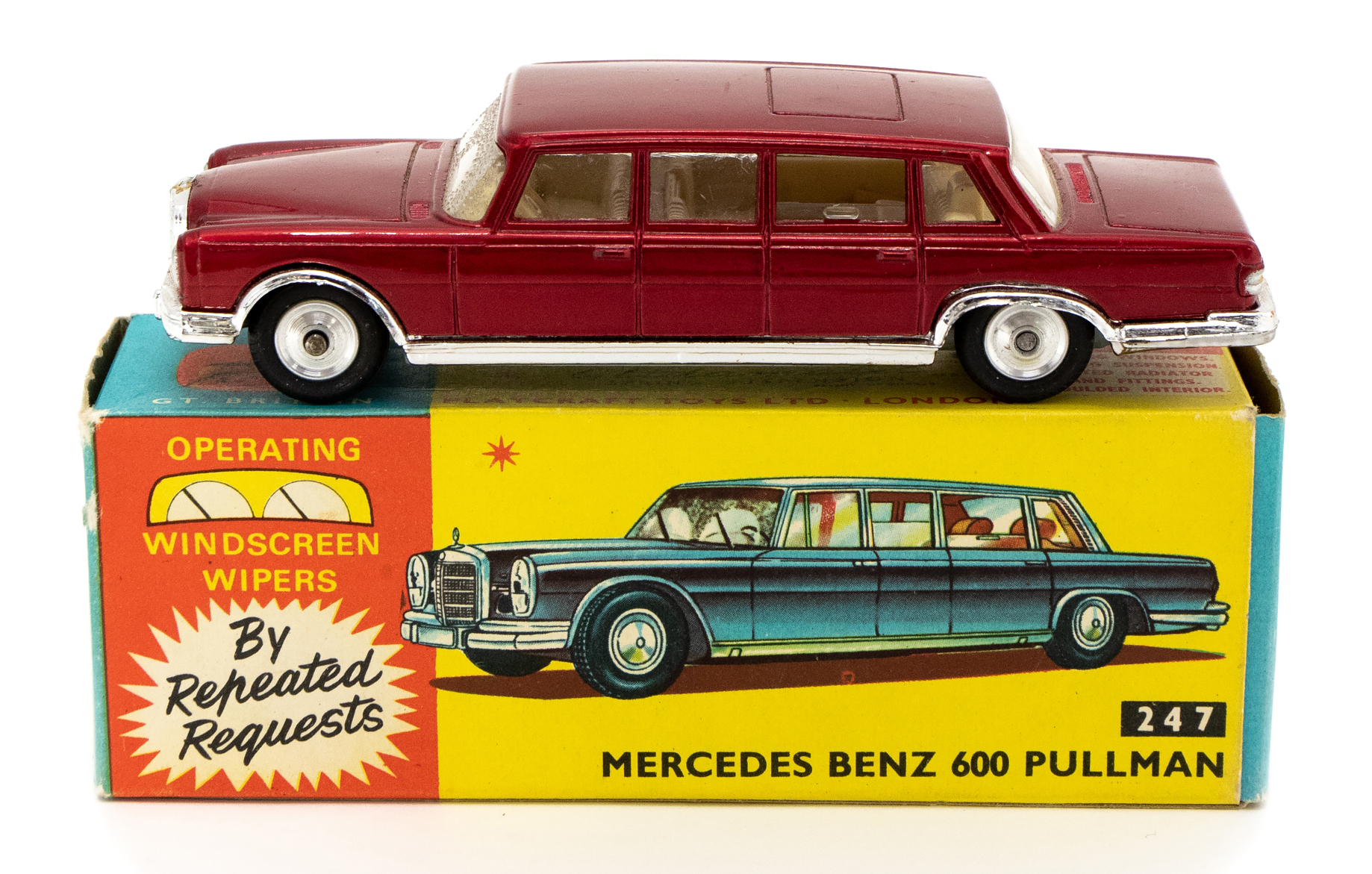 Corgi: A boxed Corgi Toys, 247, Mercedes Benz 600 Pullman, metallic red body, cream interior,