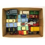 Corgi: One box of playworn, diecast vehicles to include: 238 Jaguar Mark X Saloon, Citroen DS 19,