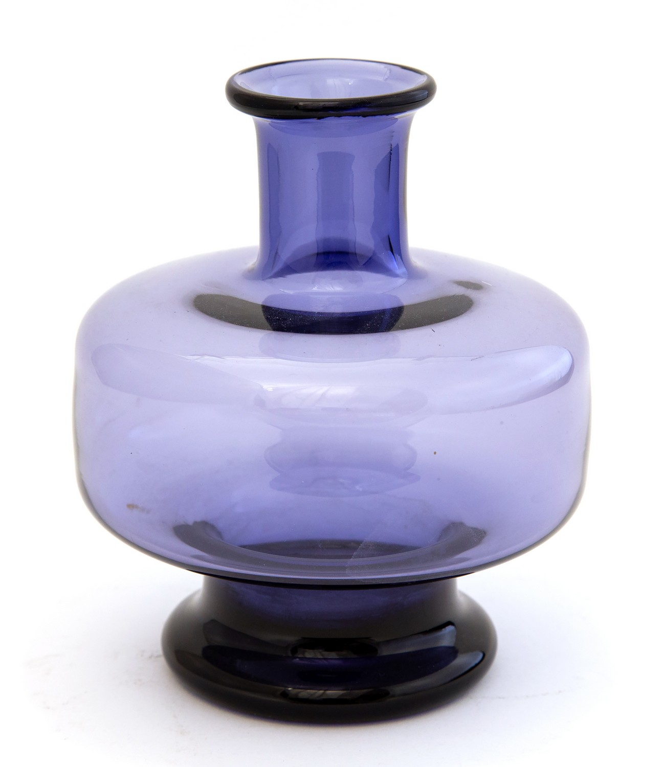 Per Lutken for Holmegaard, a glass Safir vase, hooped form, purple, incised marks, 18141,