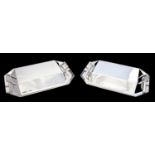 William Suckling, a pair of Art Deco silver plated entree dishes, angled form, stamped marks,