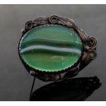 A Scandinavian style silver and agate brooch,