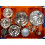 A collection of silver plate/EPNS including a Victorian engraved biscuit barrel;