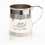 A George VI silver tankard , Sheffield 1934, Thomas Turner & Co, engraved with initials, approx 2.