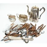 Circa 1960s teak handled Swedish canteen of cutlery with assorted EPNS