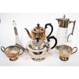 A four piece silver plated tea service;