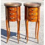 A pair of early 20th Century Louis XVI style kingwood veneered bedside chests,