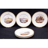 A series of six early 19th Century English bone china dessert plates, circa 1820s,