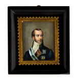 A 19th Century portrait miniature of a gentleman in military uniform wearing decorations, on ivory,