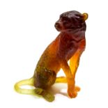 Daum, a pate de verre glass leopard, yellow and red amber glass,