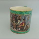 A Staffordshire Prattware malachite mug, 'Jolly Toper', circa 1880, 10cm diameter,