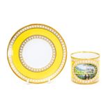 Stephan Nowacki for Lynton Porcelain, a yellow ground cabinet coffee can and saucer,